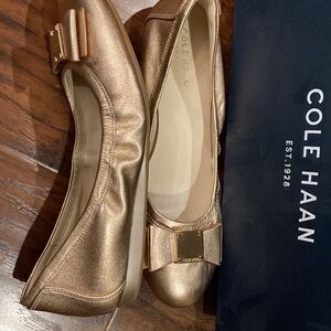 Cole Haan size 5 Tali bow Ballet Rose Gold Metallic